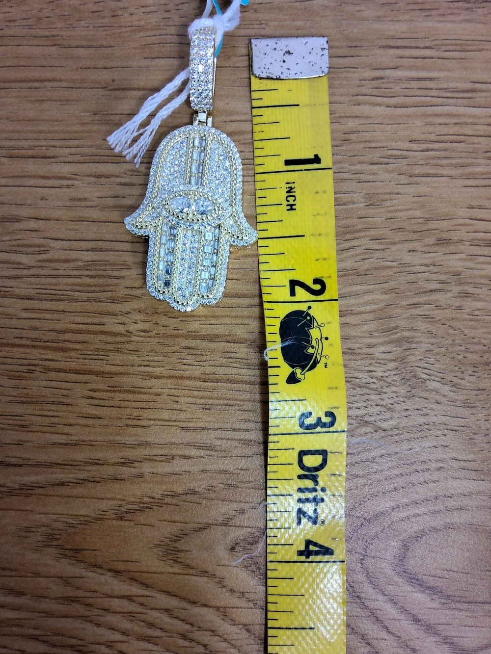 Signed 925 Sterling (Gold) Moissanite 3.21 Ctw Vvsd Color Hamsa Hand Charm